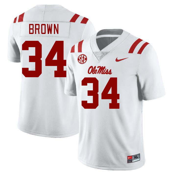 Ole Miss Rebels #34 Cooper Brown College Football Jerseys Stitched Sale-White